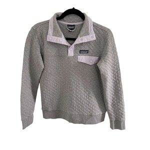 Patagonia Women's Organic Cotton Quilt Snap T Pullover Gray And Lilac Sz XS